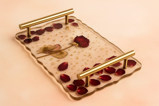 Luxury Resin Tray with Gold Handles